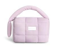 Cute Puffy Makeup Bag with Handle, Quilted Cosmetic Organizer Bag, Waterproof Travel Toiletry Pouch, Portable Handbag with Zipper for Women and Girls, Purple, Puffy Makeup Bag With Handle