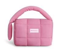 Cute Puffy Makeup Bag with Handle, Quilted Cosmetic Organizer Bag, Waterproof Travel Toiletry Pouch, Portable Handbag with Zipper for Women and Girls, Rose Pink, Puffy Makeup Bag With Handle