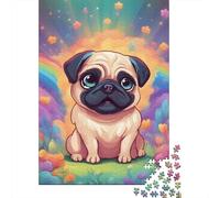 Cute Pug 1000 Piece Puzzle for Adults, Relaxing Pet Theme for Indoor Entertainment 70x50cm/1000pcs