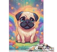 Cute Pug 500 Pieces Puzzles for Adults, Jigsaw Puzzles 500 Pieces, DIY Puzzle Toy As Birthday Gifts 500pcs (52x38cm)