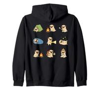Cute Pug Camping Hiking Campfire Marshmallow Night Zip Hoodie