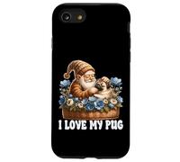 Cute Pug Dad Gnome In A Floral Flower Basket I Love My Pug Case for iPhone SE (2020) / 7 / 8