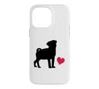 Cute Pug Design with a Heart for Dog Lovers Case for iPhone 14 Pro Max