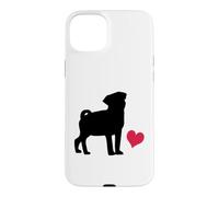 Cute Pug Design with a Heart for Dog Lovers Case for iPhone 15 Plus
