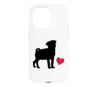 Cute Pug Design with a Heart for Dog Lovers Case for iPhone 15 Pro
