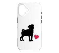 Cute Pug Design with a Heart for Dog Lovers Case for iPhone 16