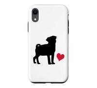 Cute Pug Design with a Heart for Dog Lovers Case for iPhone XR