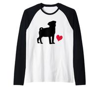 Cute Pug Design with a Heart for Dog Lovers Raglan Baseball Tee