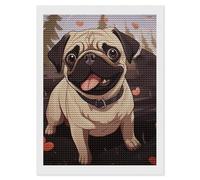 Cute Pug Diamond Art Kits for Adults 12"x16" DIY Diamond Painting Kit for Beginners Gem Art Painting with Round Full Drill Diamonds DIY Paint Paintings for Home Wall Decor Gift