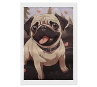 Cute Pug Diamond Art Kits for Adults 8"x12" DIY Diamond Painting Kit for Beginners Gem Art Painting with Round Full Drill Diamonds DIY Paint Paintings for Home Wall Decor Gift