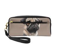 Cute Pug Dog 1 Printed Cosmetic Bags for Women Mom, Stylish & Portable Leather Makeup Bag Cute Gifts Travel Toiletry Bag with Zipper