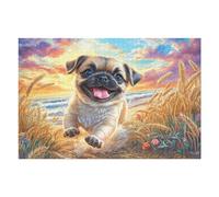Cute Pug Dog 1000 Piece Count Premium Jigsaw Puzzle Cute Pets Warm The Heart For Adults Teens 14+ Concentration Training Indoor Game Family Game Night Sturdy Paperboard 1000 PCS