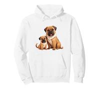 Cute Pug Dog and Puppy Family Illustration Pullover Hoodie