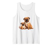 Cute Pug Dog and Puppy Family Illustration Tank Top
