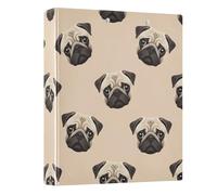 Cute Pug Dog Beige 1-1/2 Inch Binders 3 Ring with Anti-Slip Clip, Decorative Cute Three Ring Binder Notebook Binder for School Office Home, 1 Pack
