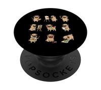 Cute Pug Dog Colorful Puppy Funny Cartoon Pattern PopSockets Adhesive PopGrip