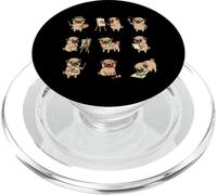 Cute Pug Dog Colorful Puppy Funny Cartoon Pattern PopSockets PopGrip for MagSafe