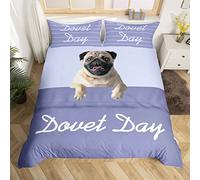 Cute Pug Dog Duvet Cover Hippie Pug Puppy Bedding Set Kawaii Animal Comforter Cover for Boys Girls Cartoon Pet Dog Bedspread Cover Double Size