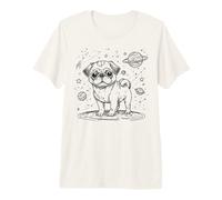 Cute Pug Dog in Space Planets Stars Cosmic Adventure Premium T-Shirt