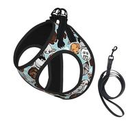 Cute Pug Dog Print Adjustable Harness Leash Set For Cats And Dogs, Soft Breathable Kitten Puppy Mesh Vest With Reflective Design, Escape-Proof Lead For Small Pets Walking Training