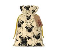 Cute Pug Dog Print Drawstring Pouch For Gifts,Reusable Adorable Gift Bags,Perfect For Jewelry And More