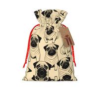 Cute Pug Dog Print Drawstring Pouch For Gifts,Reusable Adorable Gift Bags,Perfect For Jewelry And More