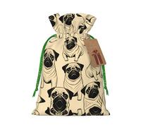 Cute Pug Dog Print Drawstring Pouch For Gifts,Reusable Adorable Gift Bags,Perfect For Jewelry And More