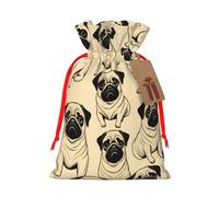 Cute Pug Dog Print Drawstring Pouches For Holiday,Wedding,Birthday Party Supplies
