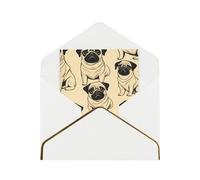 Cute Pug Dog Print Greeting Card Paper, Half Fold To Cards For Birthday, Wedding, Party.