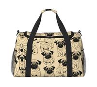 Cute Pug Dog print Overnight Bags for Women and Men Shoulder Bag Carry On Bag for Traveling Travel Essentials, Black, One Size