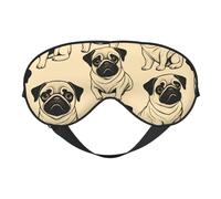 Cute Pug Dog Print Silk Sleep Mask with Adjustable Buckle Stylish Eye Mask for Women Travel Nap Shift Work Office