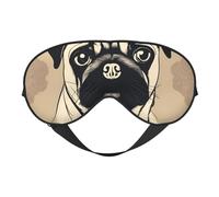 Cute Pug Dog Print Silk Sleep Mask with Adjustable Buckle Stylish Eye Mask for Women Travel Nap Shift Work Office