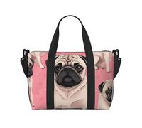 Cute Pug Dog Print Travel Duffel Bag, Lightweight Water-Resistant Weekender Spacious Gym & Travel Bag for Men, Women & Teens