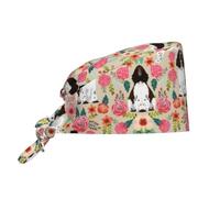 Cute Pug Dog Print Working Cap Scrub Cap with Sweatband,Adjustable Fashion Bandage Tie Back Hat Headwear for Women Men, English Springer Spaniel, One size