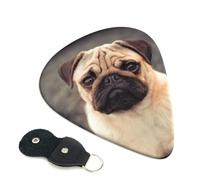Cute Pug Dog Printed Guitar Picks 6 Pcs Guitar Plectrum Acoustic Electric Guitar Pick For Bass Electric Acoustic Guitars Ukulele Thin Medium Thick Set 0.46mm
