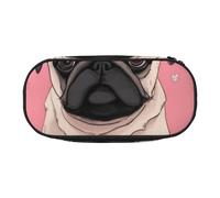 Cute Pug Dog Printed Oxford Fabric Pencil Case with Spacious Design for School, Office, Travel - Multi-Use Stationery & Makeup Pouch