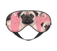 Cute Pug Dog Printing Sleep Mask for Women Men Double-Sided Print Soft Silk Eye Masks Eye Sleep Shade Cover
