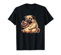 Cute Pug Eating Donut Sweet Cartoon Fun T-Shirt