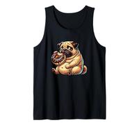 Cute Pug Eating Donut Sweet Cartoon Fun Tank Top