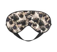 Cute Pug Eye Mask, Blackout Eye Mask Unisex,Sleep Eye Covers with Adjustable Straps, Travel Eye Mask
