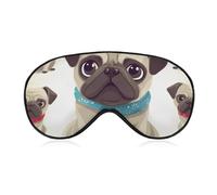 Cute Pug Eye Mask, Side Sleeping Mask Light Blindfold Sleeping Mask Nose Pad and Elastic Band for Children Women and Men