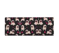 Cute Pug Gaming Desk Mat, Wide Surface Desk Pad for Keyboard, Mouse and Improved Gaming Stability