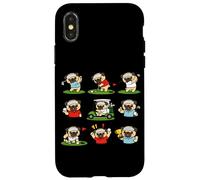 Cute Pug Golfer Playing Golf Cartoon Icons Case for iPhone X/XS