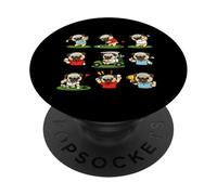 Cute Pug Golfer Playing Golf Cartoon Icons PopSockets Adhesive PopGrip
