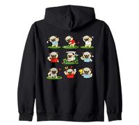 Cute Pug Golfer Playing Golf Cartoon Icons Zip Hoodie