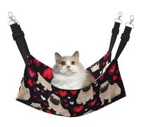 Cute Pug Hanging Pet Hammock with Adjustable Straps and Metal Hooks Double Sided Bed