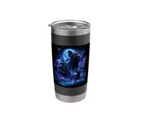 Cute Pug Howling At The Moon 90s Style Moonlight Halloween Stainless Steel Insulated Tumbler