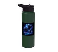 Cute Pug Howling At The Moon 90s Style Moonlight Halloween Stainless Steel Insulated Water Bottle