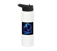 Cute Pug Howling At The Moon 90s Style Moonlight Halloween Stainless Steel Insulated Water Bottle