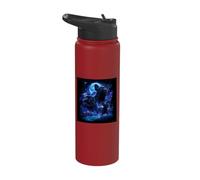 Cute Pug Howling At The Moon 90s Style Moonlight Halloween Stainless Steel Insulated Water Bottle